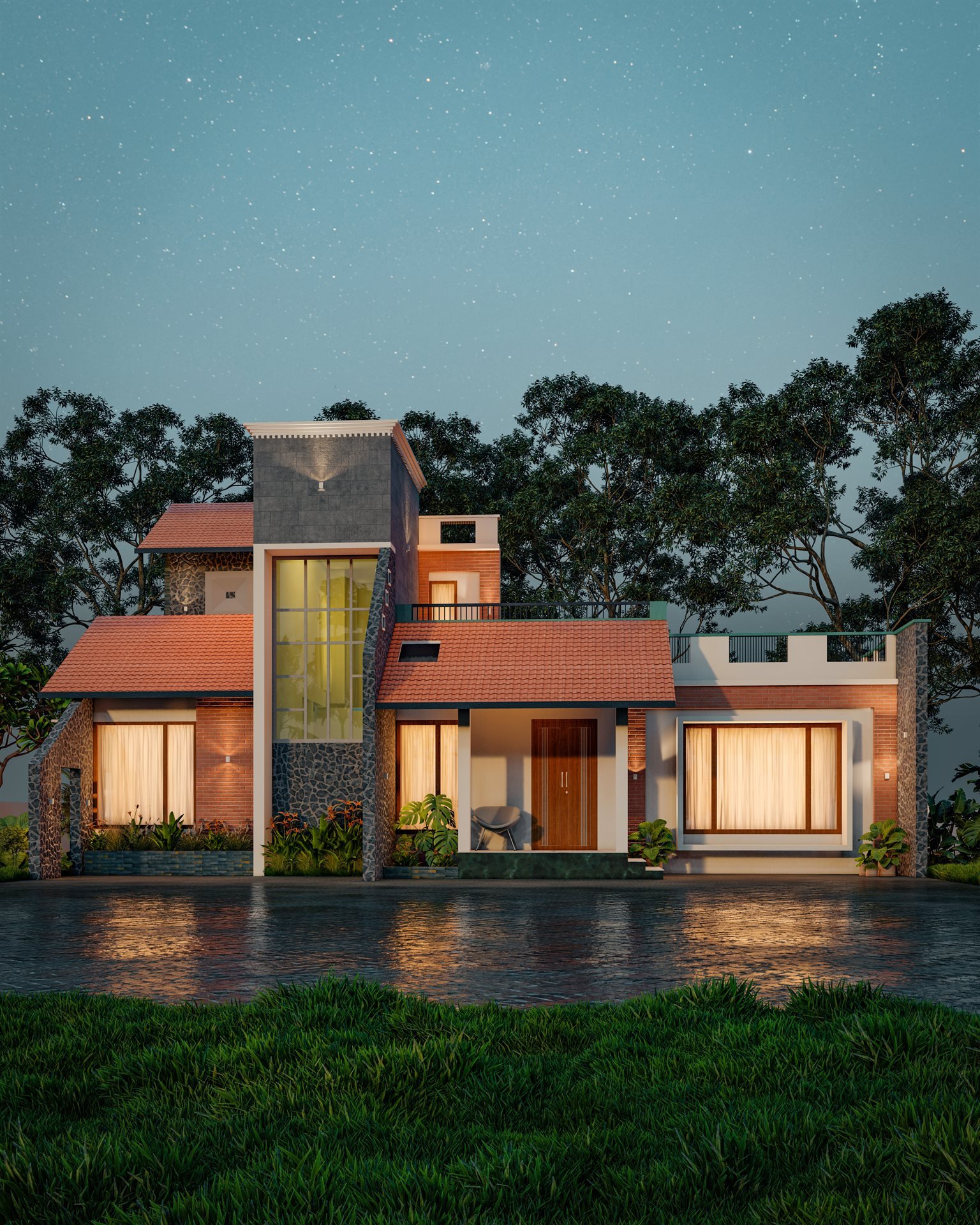 Luxury Architectural Villa 3D Visualization Wayanad