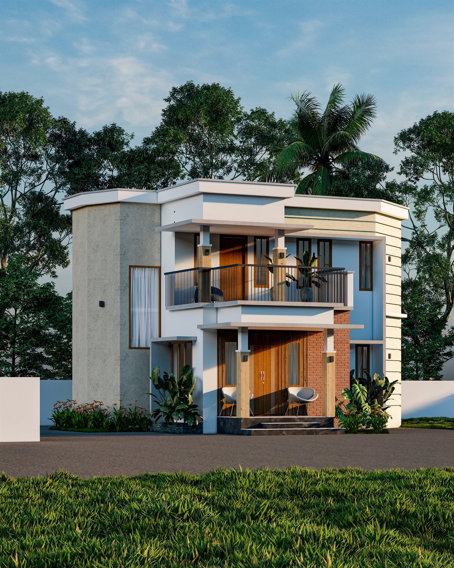 Contemporary Luxury Villa 3D Elevation Wayanad